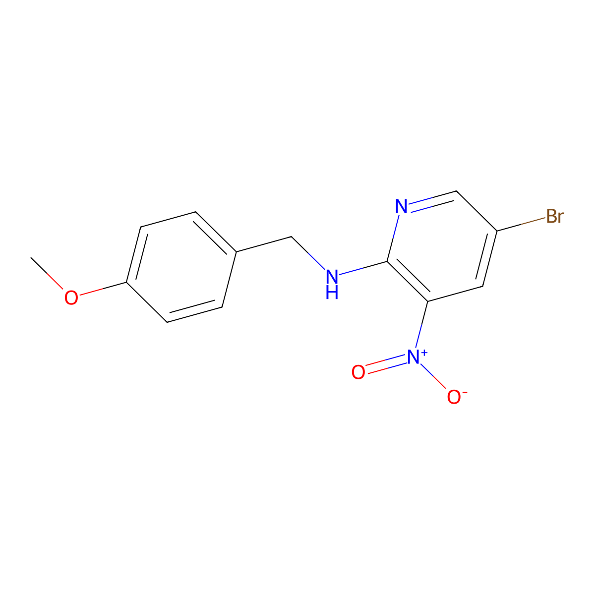 5-Bromo-N-(4-methoxybenzyl)-3-nitropyridin-2-amine molecular structure, CAS 1033202-35-5