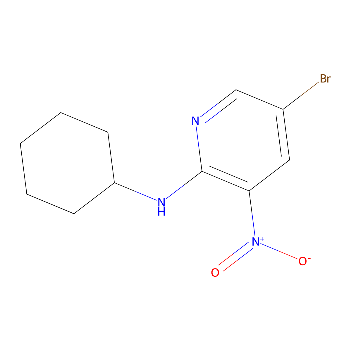 5-Bromo-N-cyclohexyl-3-nitropyridin-2-amine molecular structure, CAS 1033202-38-8
