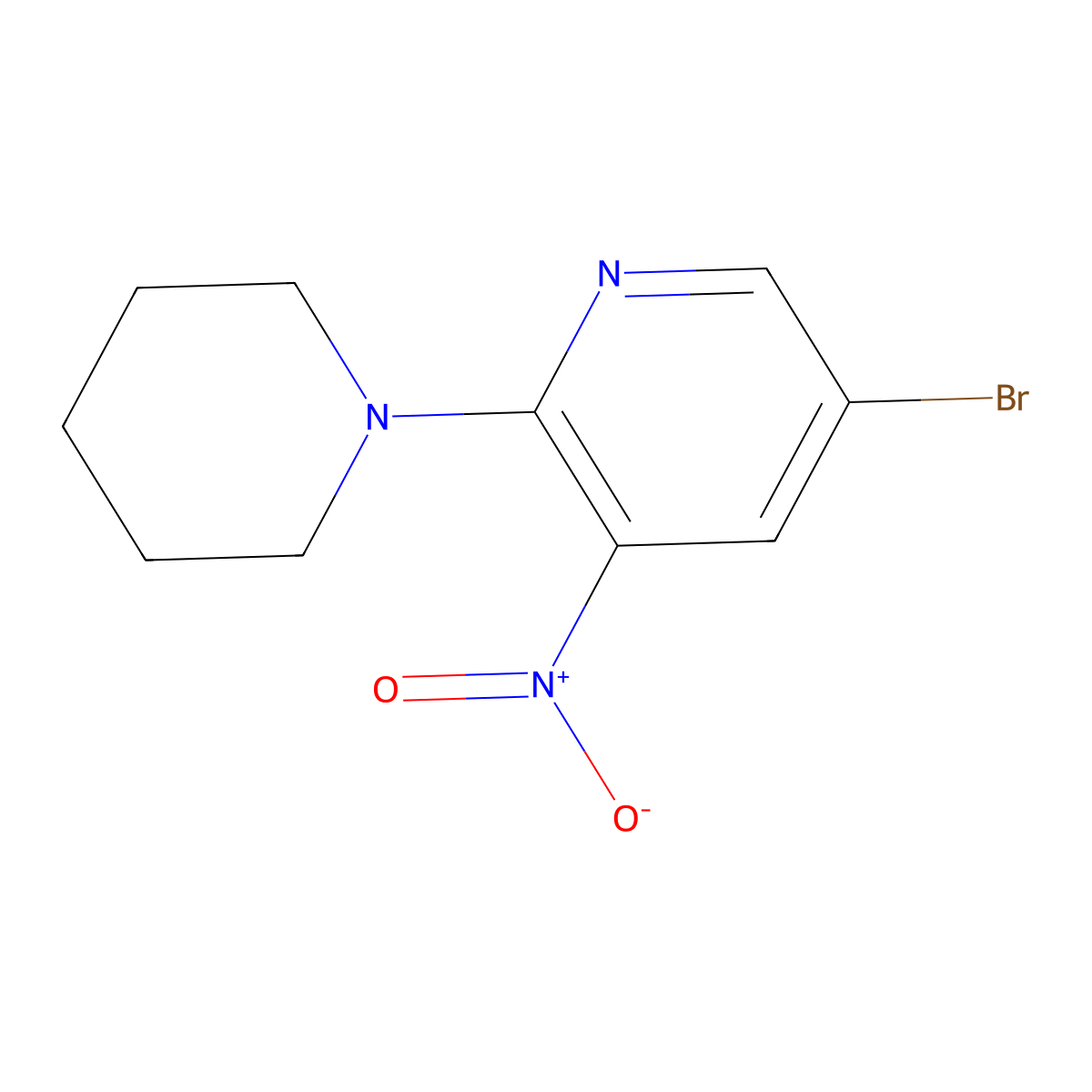 5-Bromo-3-nitro-2-(piperidin-1-yl)pyridine molecular structure, CAS 1033202-41-3
