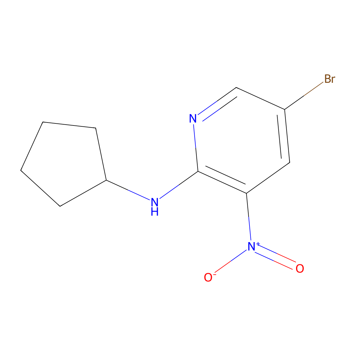 5-Bromo-N-cyclopentyl-3-nitropyridin-2-amine molecular structure, CAS 1033202-53-7