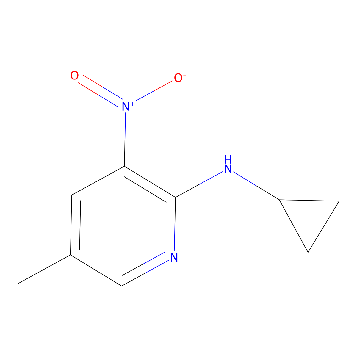 2-Cyclopropylamino-5-methyl-3-nitropyridine molecular structure, CAS 1033202-65-1