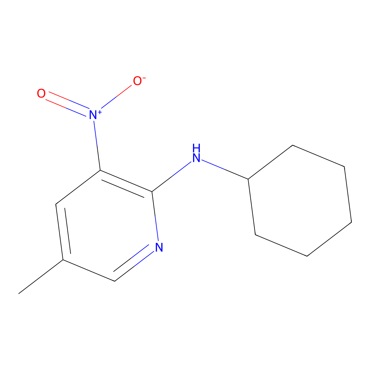2-Cyclohexylamino-5-methyl-3-nitropyridine molecular structure, CAS 1033202-68-4
