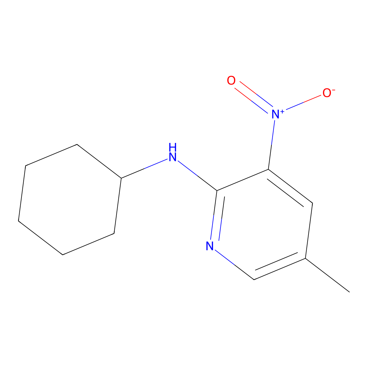 2-Cyclohexylamino-5-methyl-3-nitropyridine molecular structure, CAS 1033202-68-4