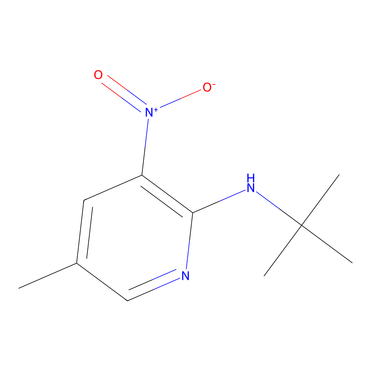N-tert-Butyl-5-methyl-3-nitropyridin-2-amine molecular structure, CAS 1033202-70-8