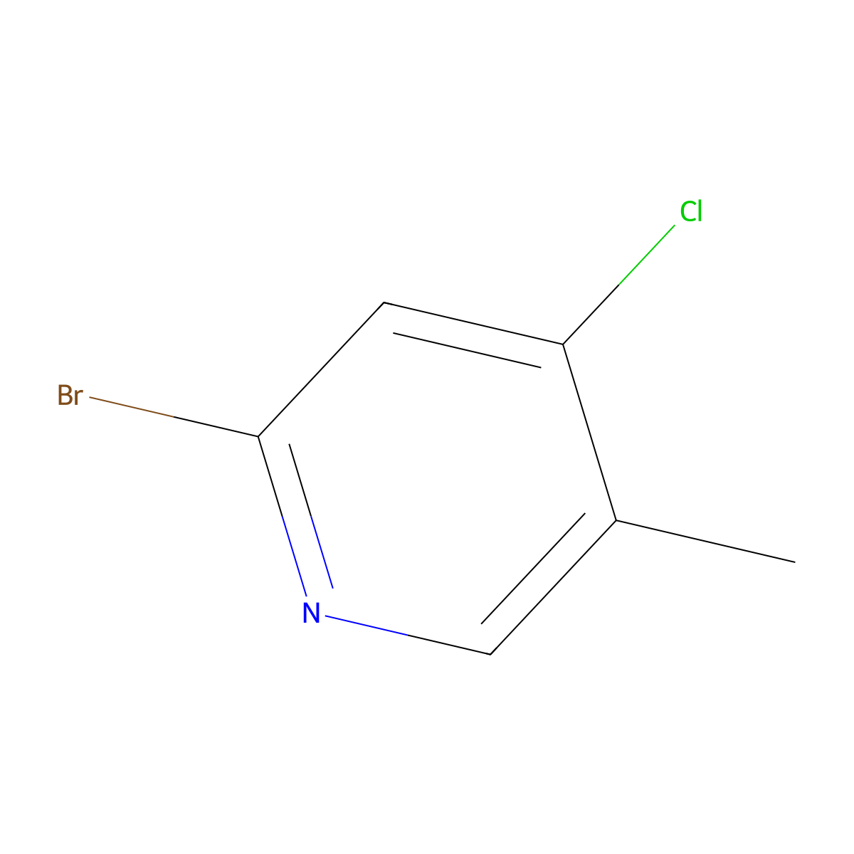 2-Bromo-4-chloro-5-methylpyridine molecular structure, CAS 1033203-40-5
