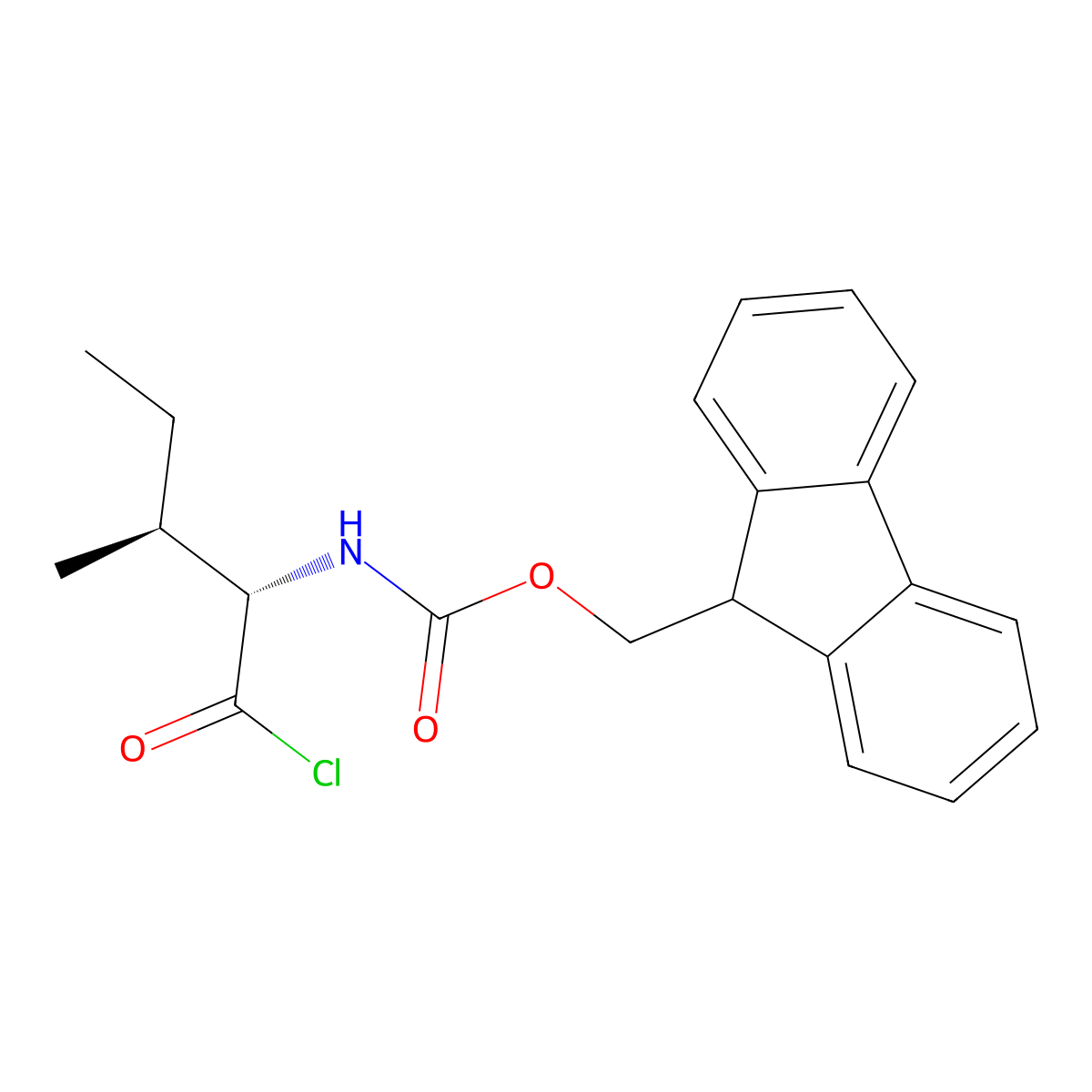(9H-Fluoren-9-yl)methyl ((2S,3S)-1-chloro-3-methyl-1-oxopentan-2-yl)carbamate molecular structure, CAS 103321-51-3