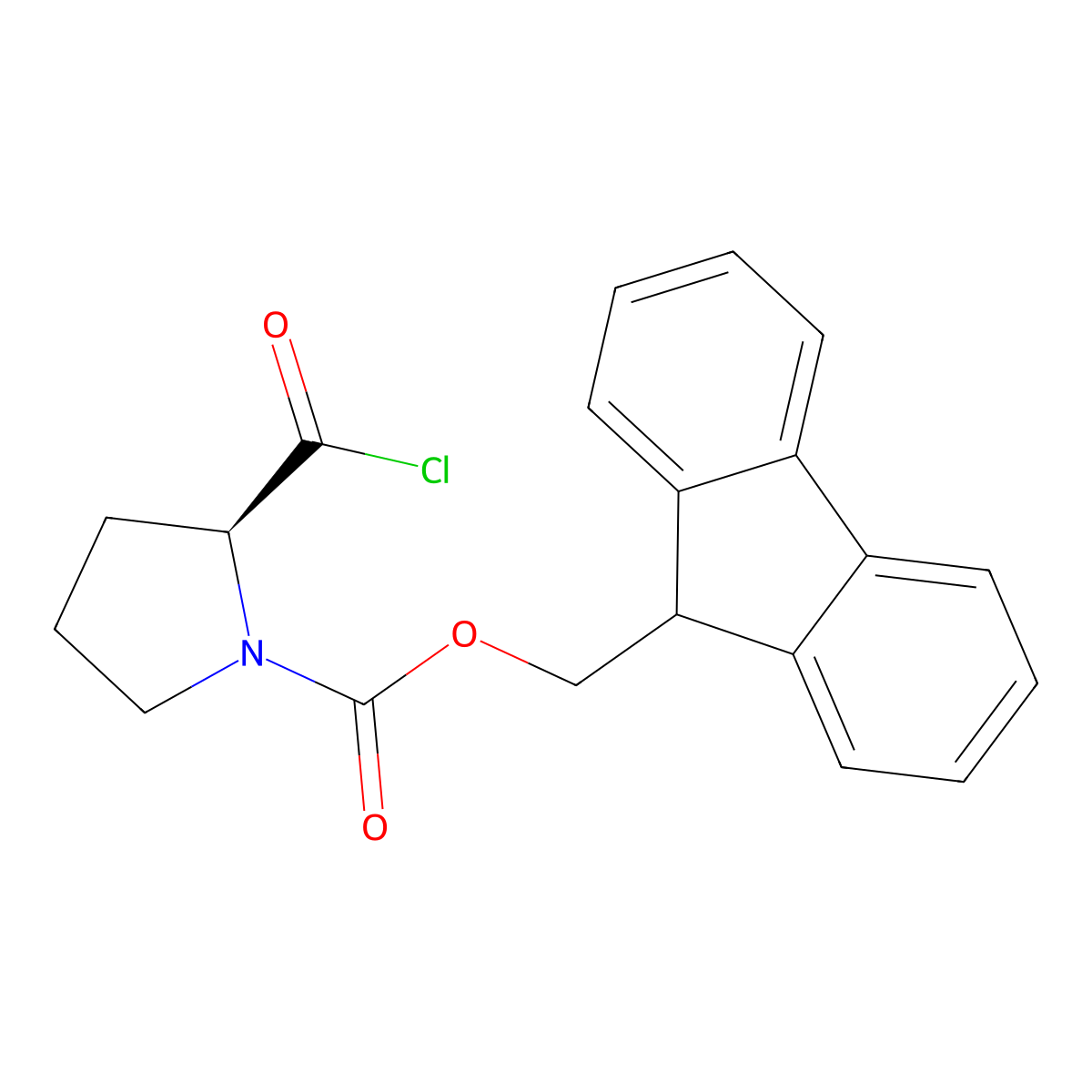 9H-Fluoren-9-ylmethyl (2S)-2-(chlorocarbonyl)-1-pyrrolidinecarboxylate molecular structure, CAS 103321-52-4
