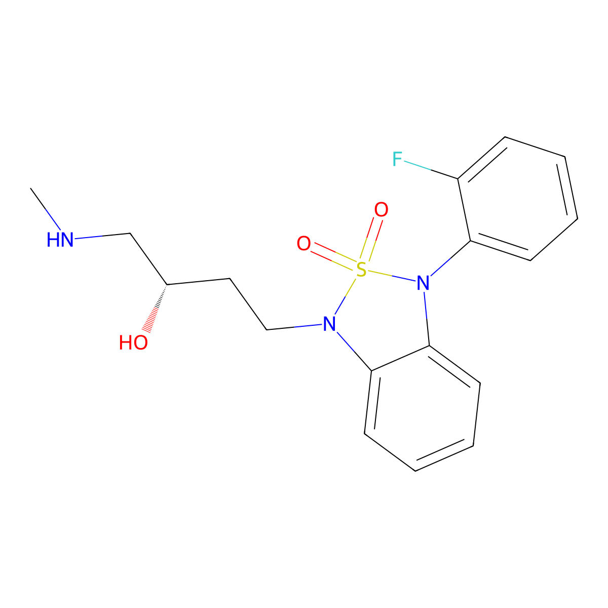 2,1,3-Benzothiadiazole-1(3H)-propanol,3-(2-fluorophenyl)-a-[(methylamino)methyl]-,2,2-dioxide,(aS)- molecular structure, CAS 1033214-90-2