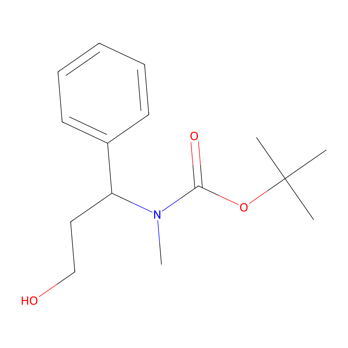 Tert-butyl (3-hydroxy-1-phenylpropyl)methylcarbamate molecular structure, CAS 1033226-57-1