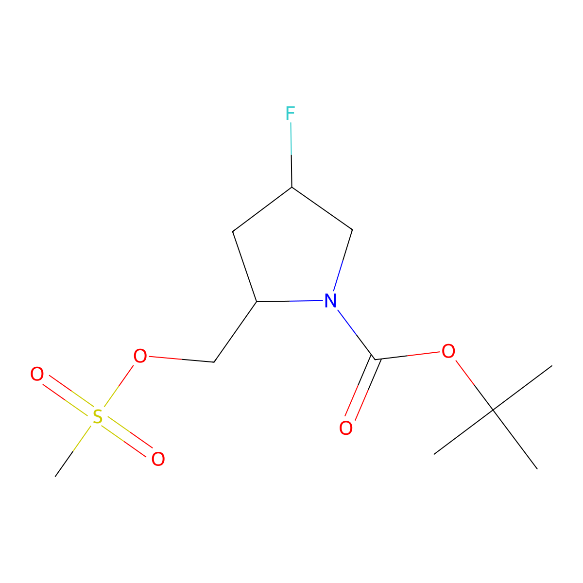 tert-butyl (2S,4S)-4-fluoro-2-[(methanesulfonyloxy)methyl]pyrrolidine-1-carboxylate molecular structure, CAS 1033245-10-1