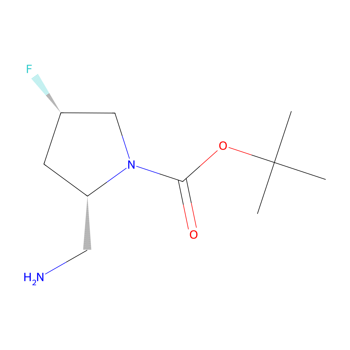tert-butyl (2S,4S)-2-(aminomethyl)-4-fluoropyrrolidine-1-carboxylate molecular structure, CAS 1033245-12-3