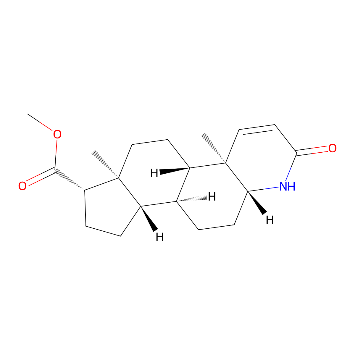 Methyl 3-oxo-4-aza-5alpha-androst-1-ene-17beta-carboxylate molecular structure, CAS 103335-41-7