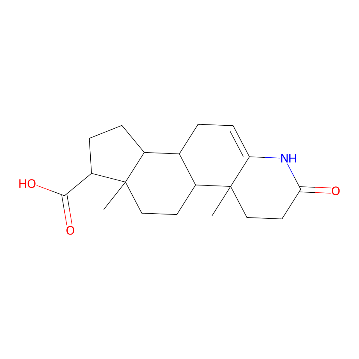 3-Oxo-4-aza-5-androstene-17beta-carboxylic acid molecular structure, CAS 103335-54-2