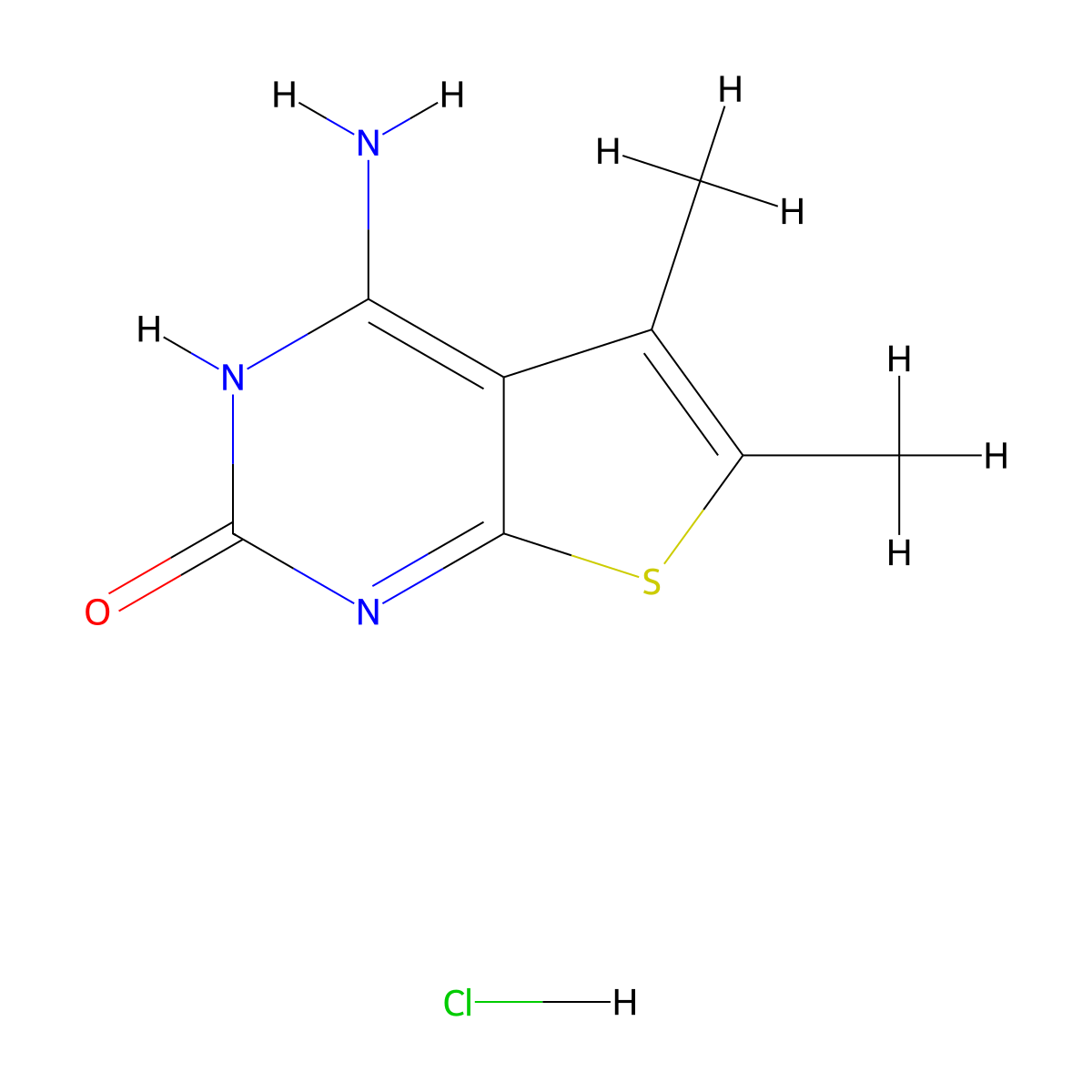 4-Amino-5,6-dimethylthieno(2,3-d)pyrimidin-2(1H)-one hydrochloride molecular structure, CAS 1033366-59-4