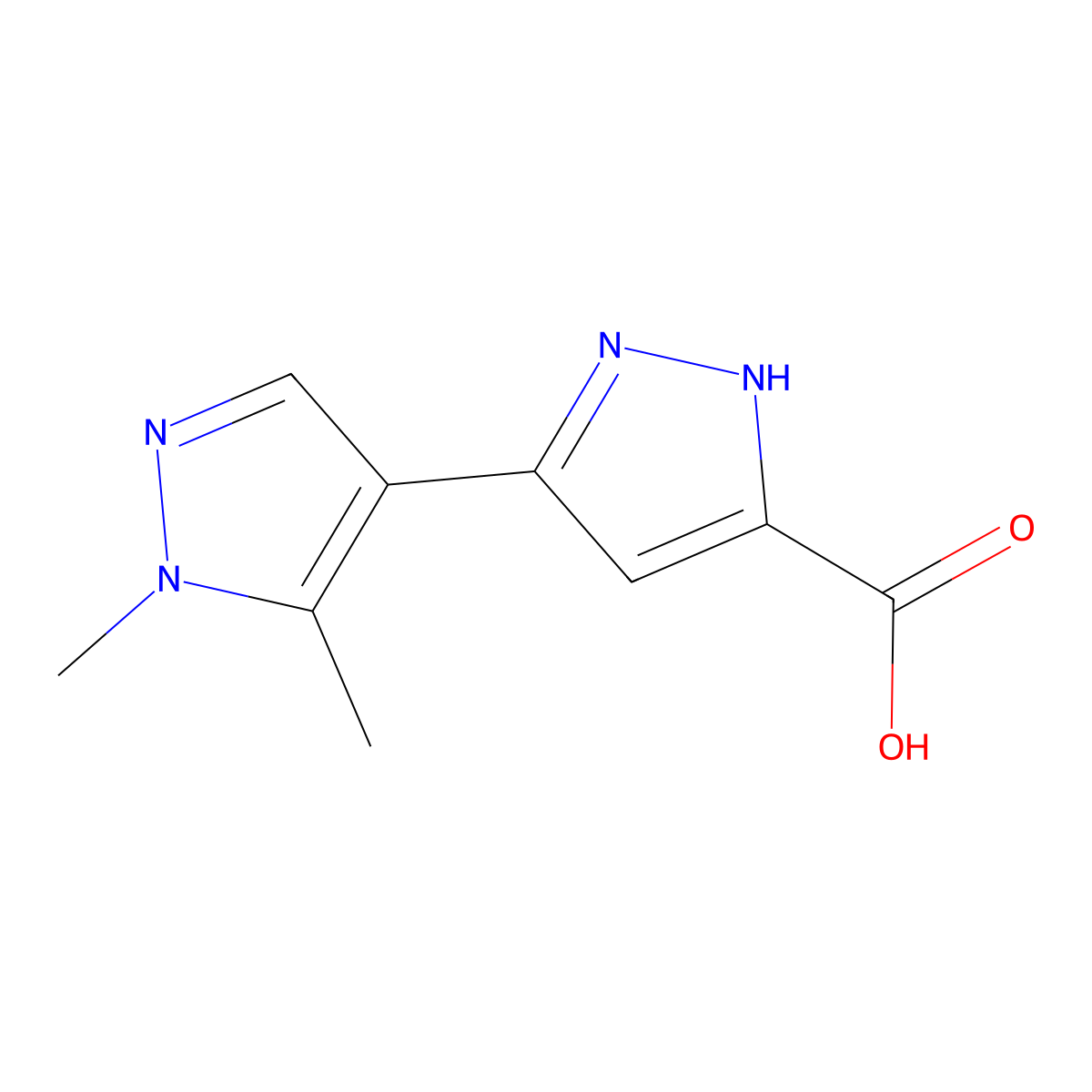 5-(1,5-dimethyl-1H-pyrazol-4-yl)-1H-pyrazole-3-carboxylic acid molecular structure, CAS 1033431-24-1