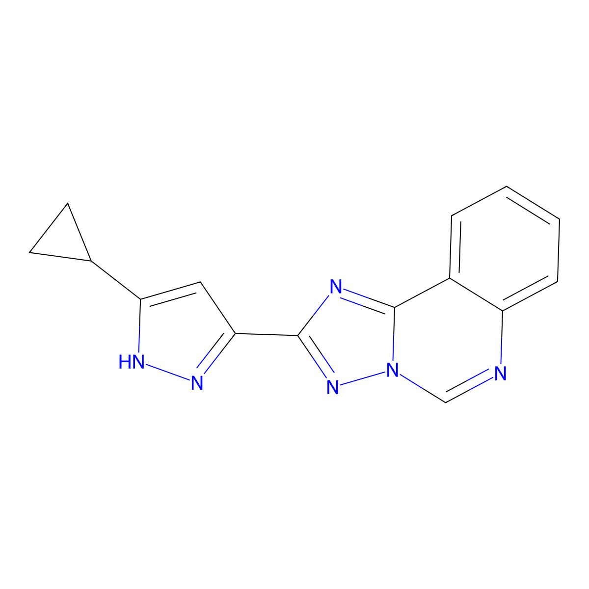 2-(3-cyclopropyl-1H-pyrazol-5-yl)[1,2,4]triazolo[1,5-c]quinazoline molecular structure, CAS 1033432-09-5