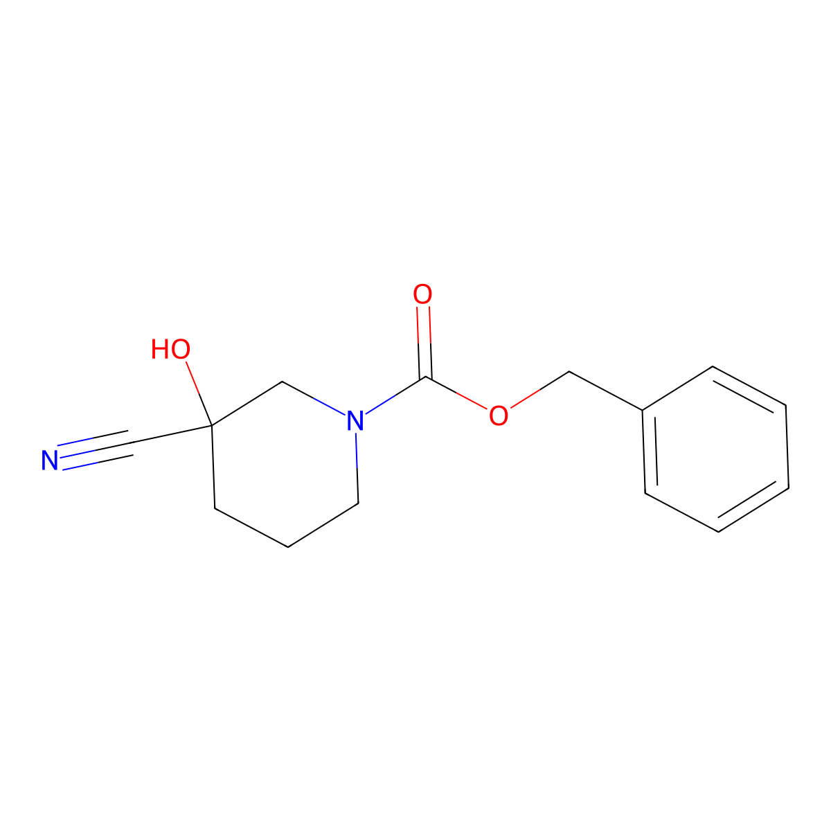 Benzyl 3-cyano-3-hydroxypiperidine-1-carboxylate molecular structure, CAS 1033436-26-8
