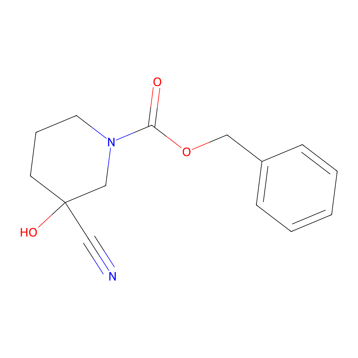 Benzyl 3-cyano-3-hydroxypiperidine-1-carboxylate molecular structure, CAS 1033436-26-8