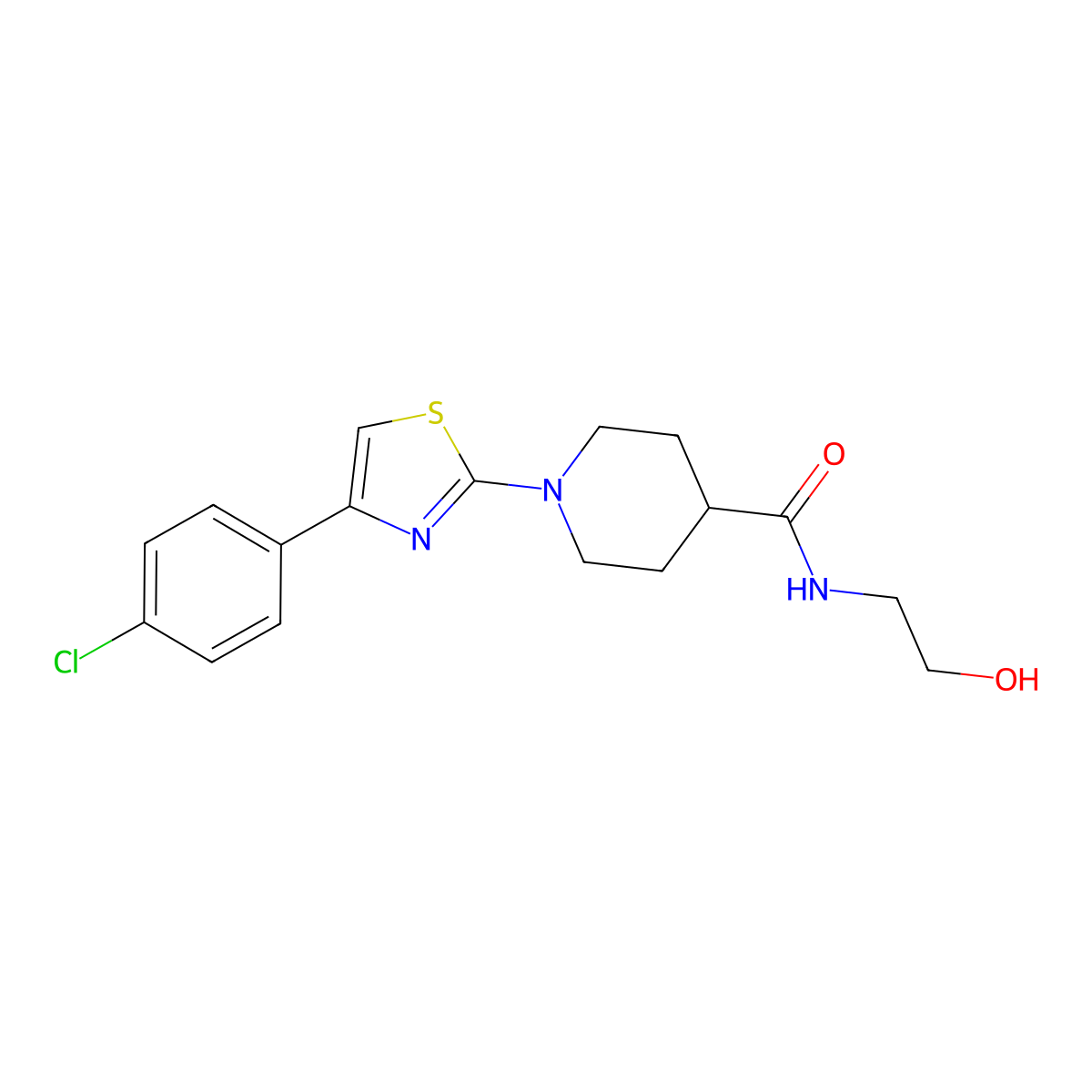 1-[4-(4-chlorophenyl)-1,3-thiazol-2-yl]-N-(2-hydroxyethyl)-4-piperidinecarboxamide molecular structure, CAS 1033463-18-1