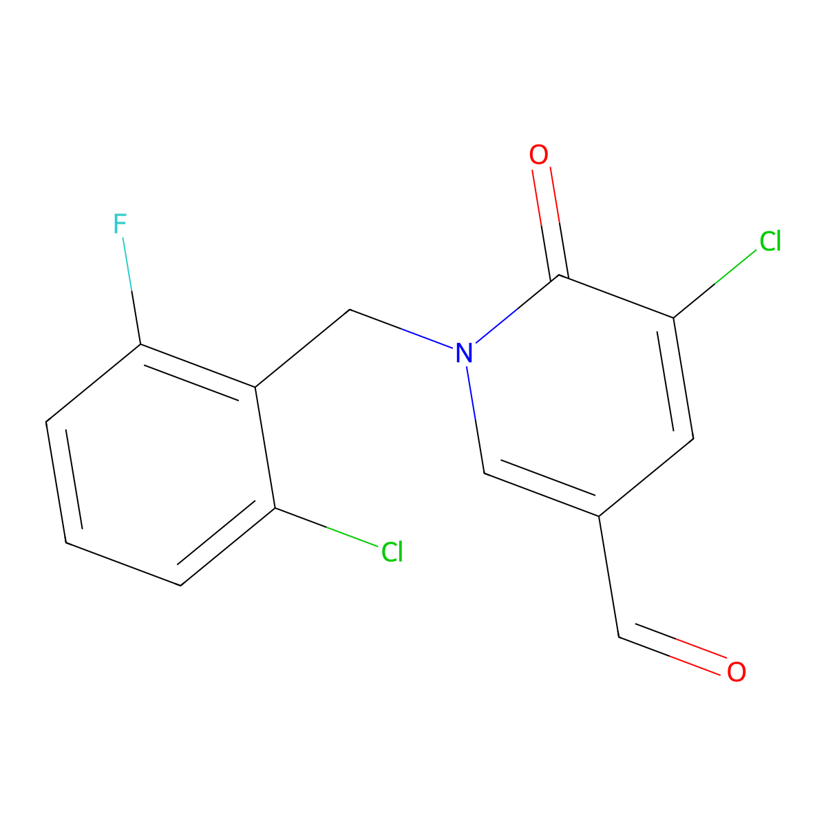 5-Chloro-1-(2-chloro-6-fluorobenzyl)-6-oxo-1,6-dihydro-3-pyridinecarbaldehyde molecular structure, CAS 1033463-20-5