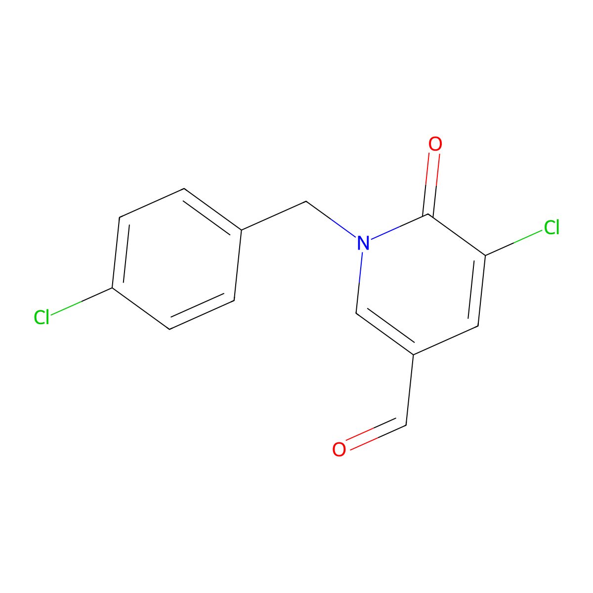 5-Chloro-1-(4-chlorobenzyl)-6-oxo-1,6-dihydro-3-pyridinecarbaldehyde molecular structure, CAS 1033463-21-6