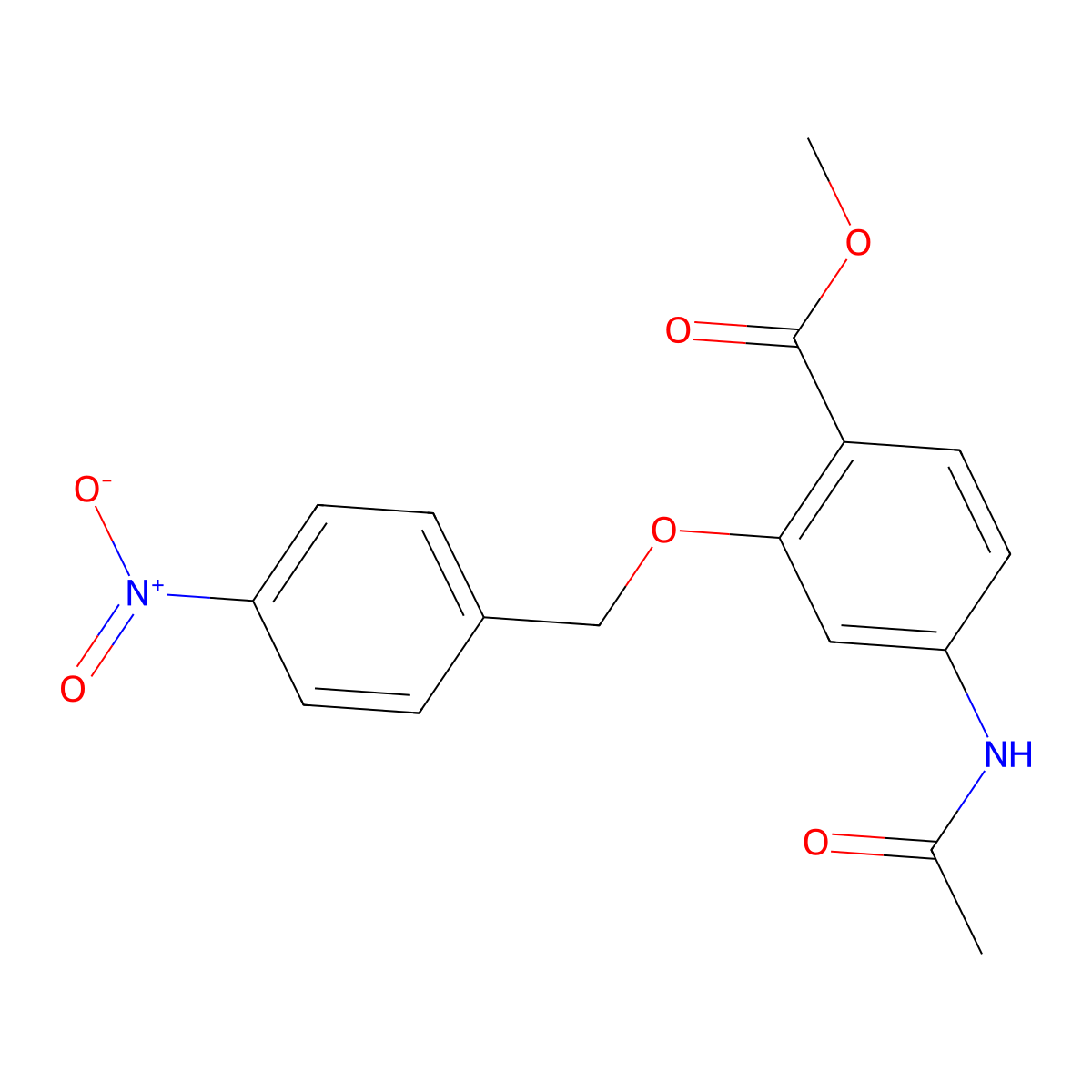 Methyl 4-(acetylamino)-2-[(4-nitrobenzyl)oxy]-benzenecarboxylate molecular structure, CAS 1033463-24-9