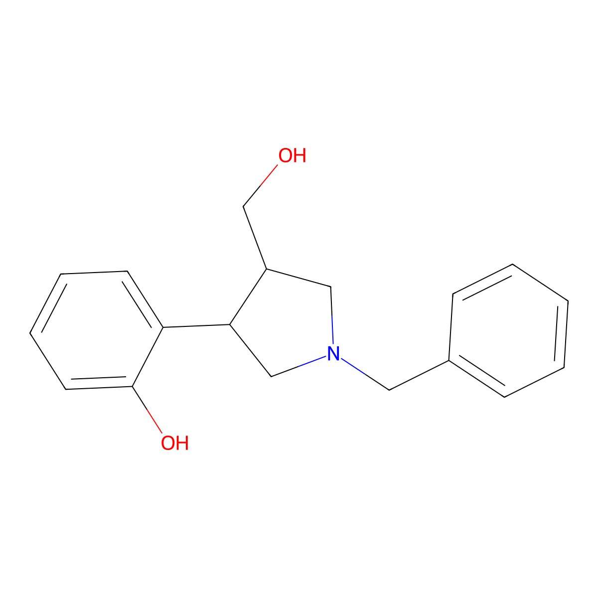 2-[1-benzyl-4-(hydroxymethyl)tetrahydro-1H-pyrrol-3-yl]benzenol molecular structure, CAS 1033463-29-4