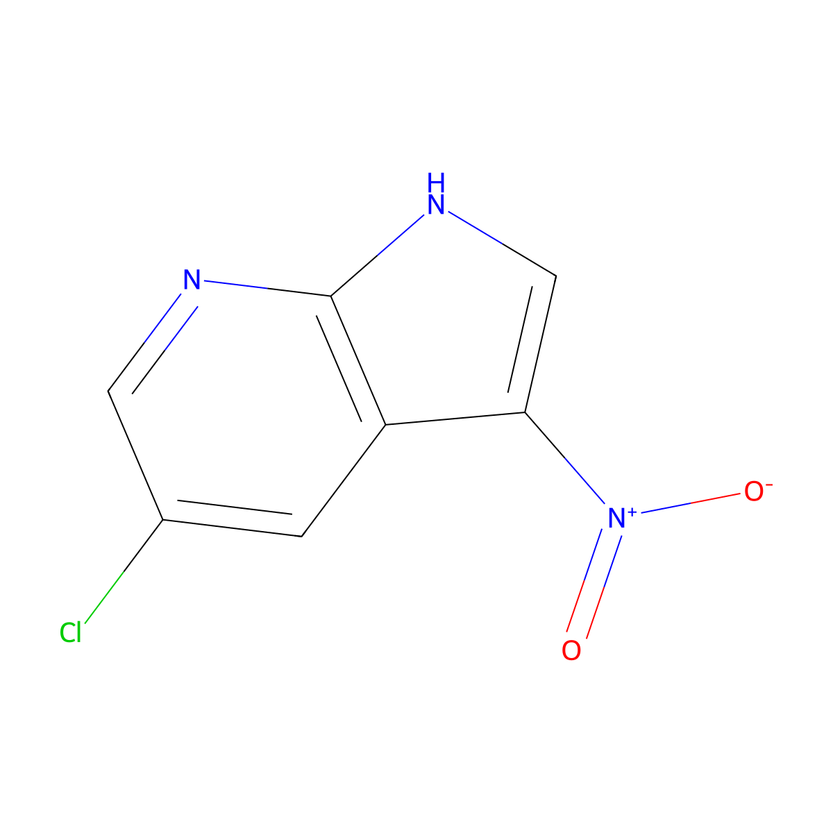 5-chloro-3-nitro-1H-pyrrolo[2,3-b]pyridine molecular structure, CAS 1033463-33-0