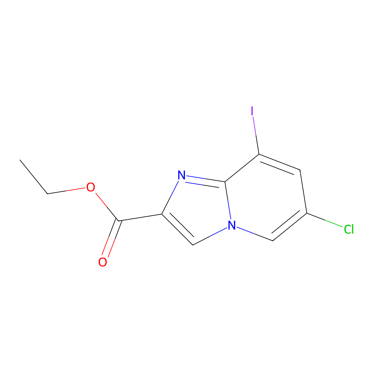 Ethyl 6-chloro-8-iodoimidazo[1,2-a]pyridine-2-carboxylate molecular structure, CAS 1033463-34-1