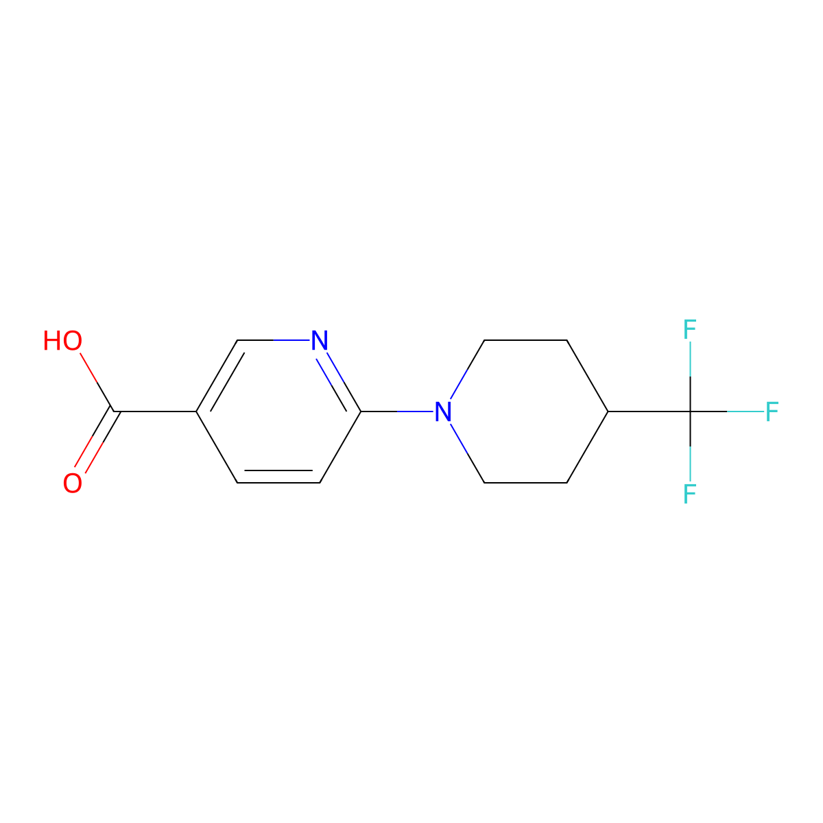 6-[4-(Trifluoromethyl)piperidino]nicotinic acid molecular structure, CAS 1033463-36-3