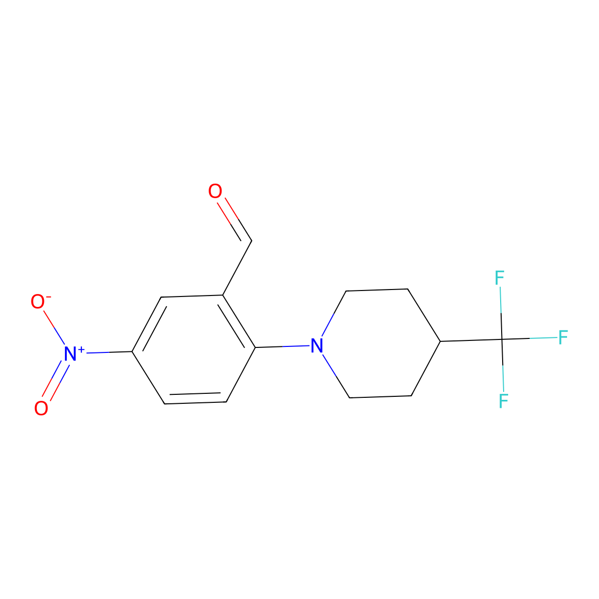 5-Nitro-2-(4-(trifluoromethyl)piperidin-1-yl)benzaldehyde molecular structure, CAS 1033463-37-4