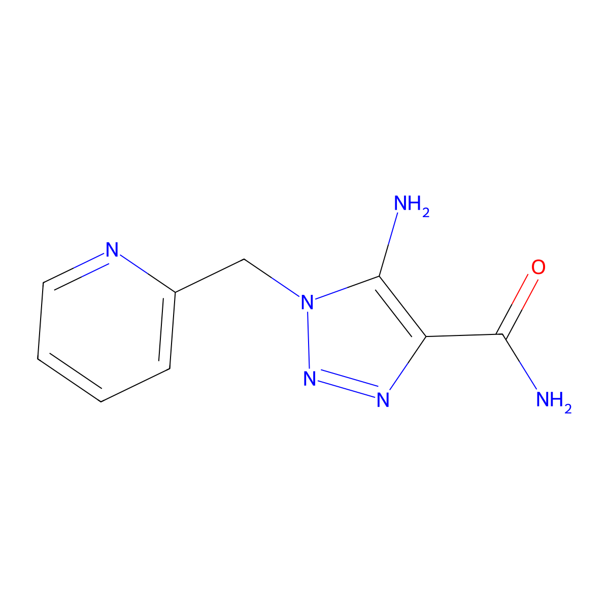 5-amino-1-(2-pyridinylmethyl)-1H-1,2,3-triazole-4-carboxamide molecular structure, CAS 1033463-39-6