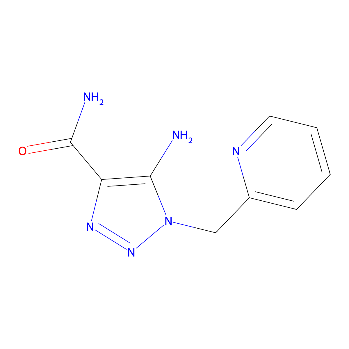 5-amino-1-(2-pyridinylmethyl)-1H-1,2,3-triazole-4-carboxamide molecular structure, CAS 1033463-39-6