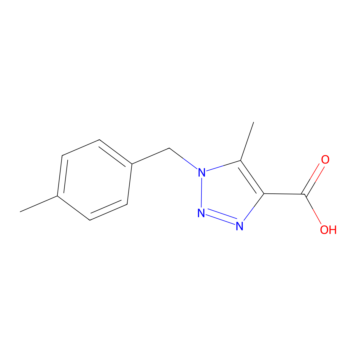 5-methyl-1-(4-methylbenzyl)-1H-1,2,3-triazole-4-carboxylic acid molecular structure, CAS 1033463-40-9