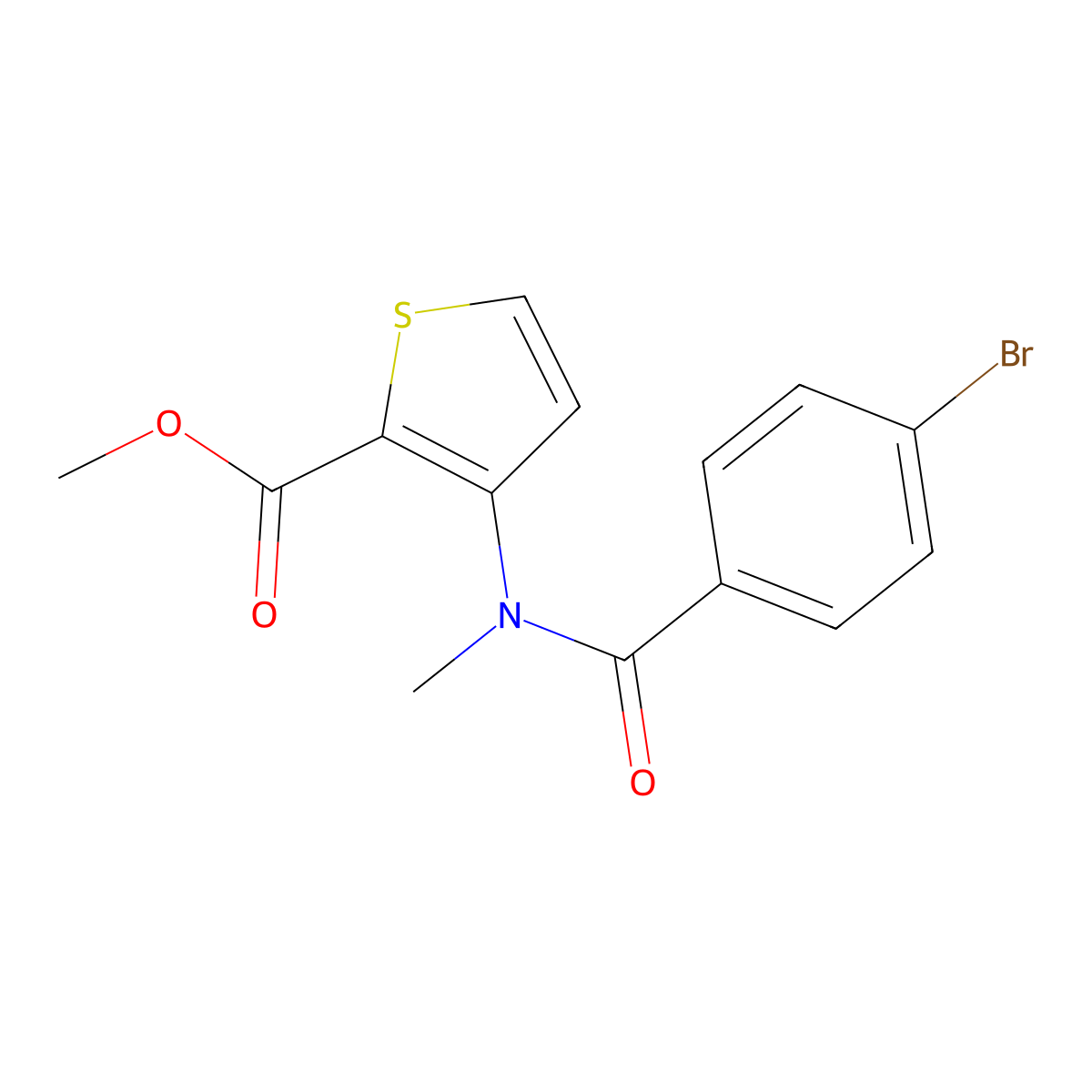 Methyl 3-[(4-bromobenzoyl)(methyl)amino]-2-thiophenecarboxylate molecular structure, CAS 1033463-43-2