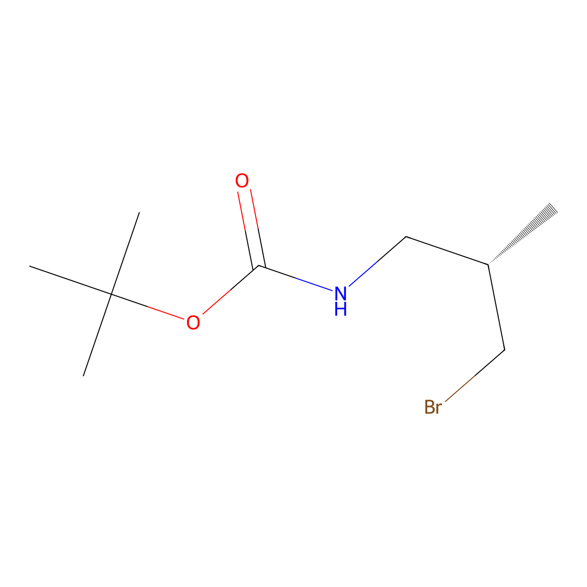 tert-butyl N-[(2S)-3-bromo-2-methylpropyl]carbamate molecular structure, CAS 1033465-01-8