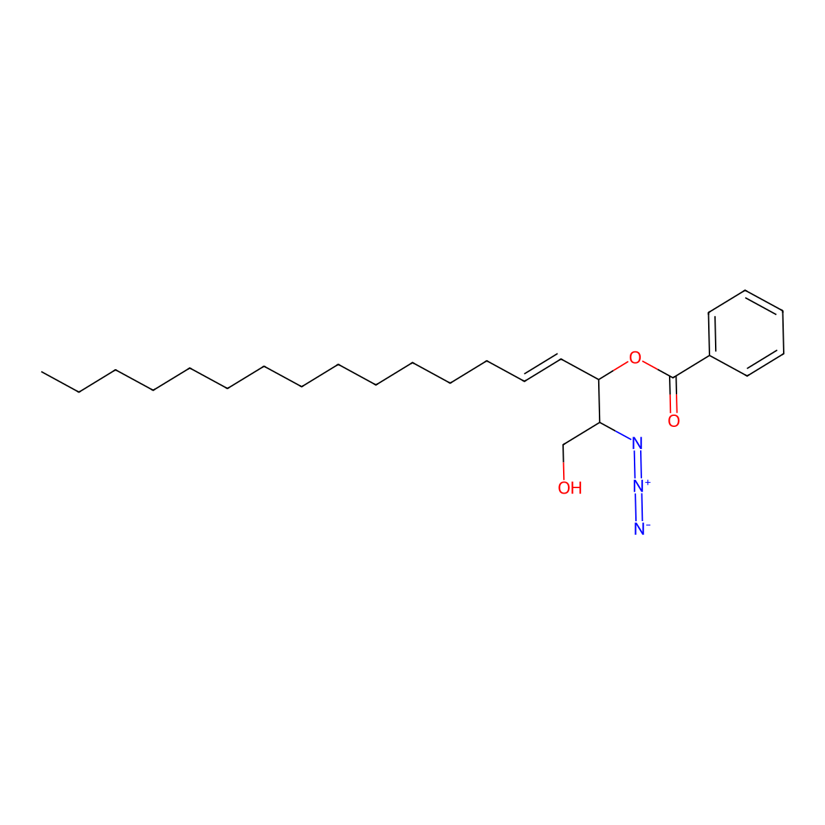 4-Octadecene-1,3-diol, 2-azido-, 3-benzoate, (2S,3R,4E)- molecular structure, CAS 103348-50-1