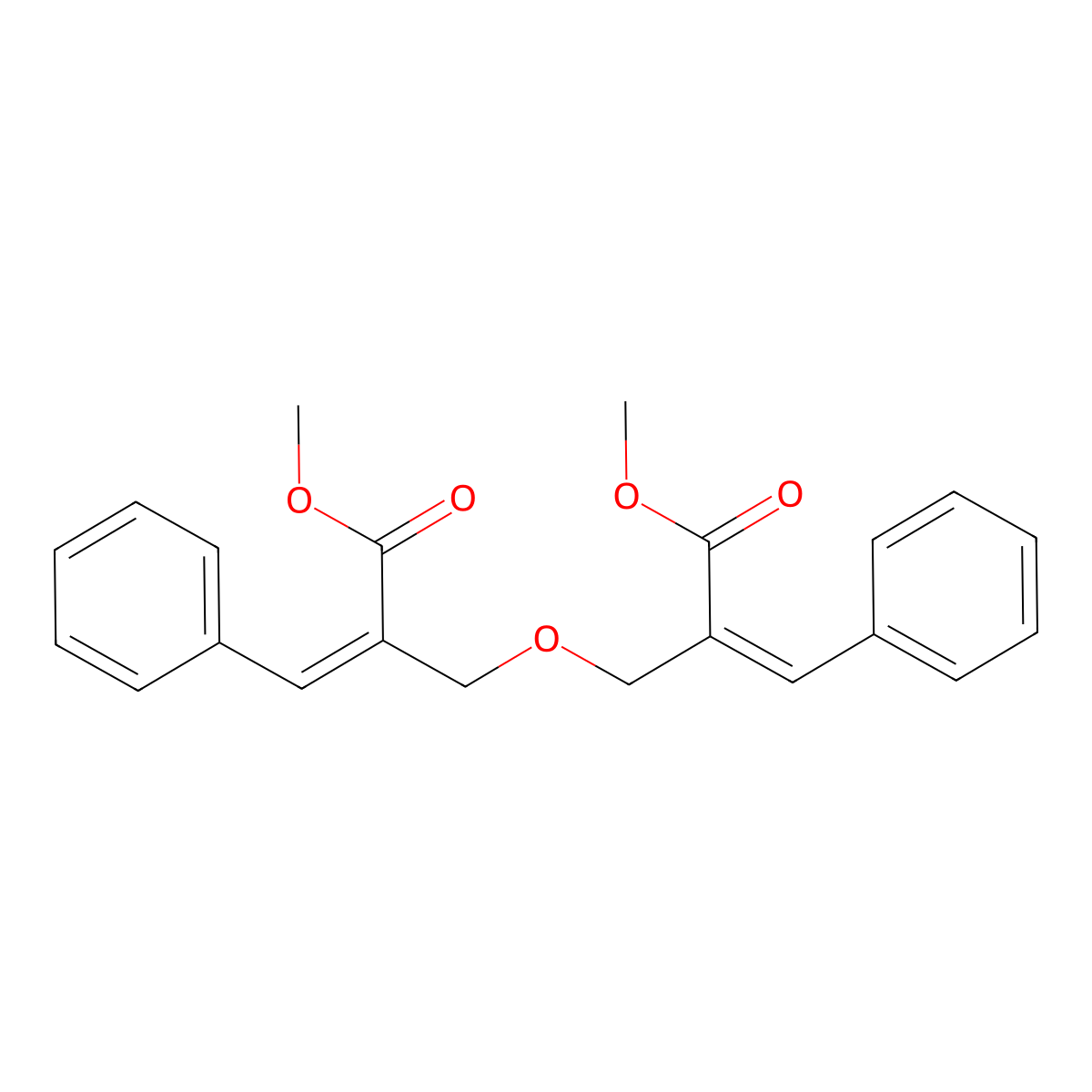 Dimethyl 2,2'-(oxybis(methylene))(2E,2'E)-bis(3-phenylacrylate) molecular structure, CAS 1033494-82-4