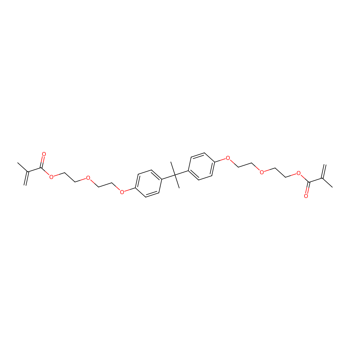 (1-Methylethylidene)bis(4,1-phenyleneoxy-2,1-ethanediyloxy-2,1-ethanediyl) bismethacrylate molecular structure, CAS 103353-82-8