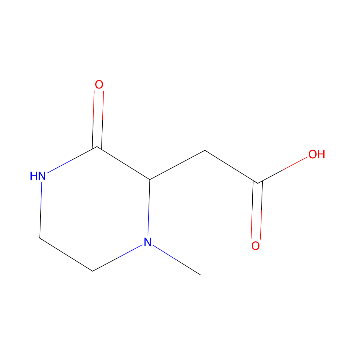 2-(1-Methyl-3-oxopiperazin-2-yl)acetic acid molecular structure, CAS 1033537-82-4