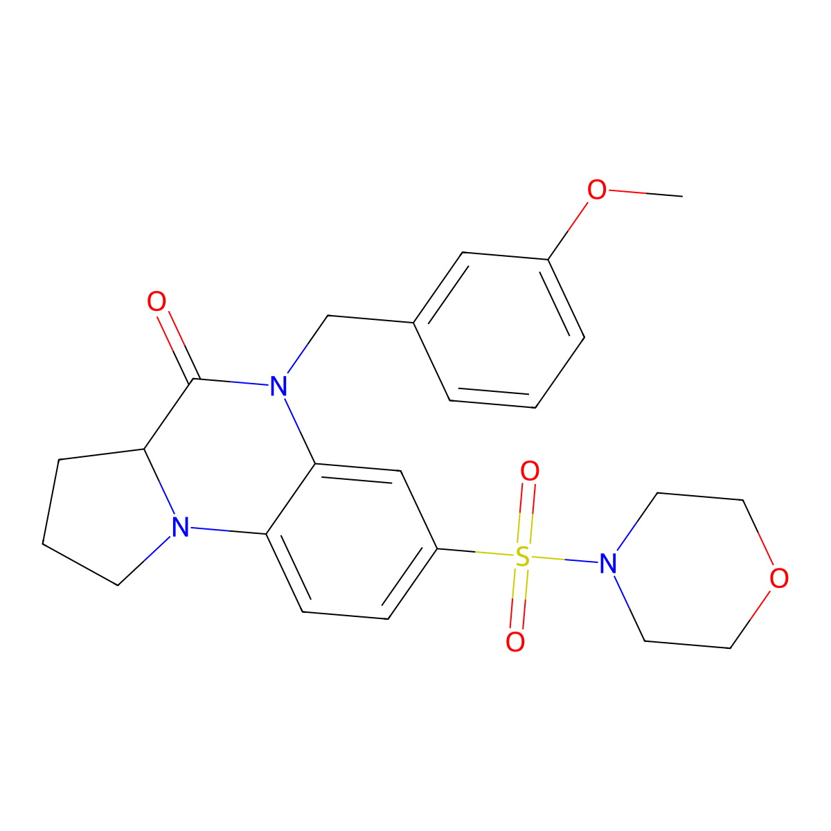 5-(3-methoxybenzyl)-7-(morpholinosulfonyl)-1,2,3,3a-tetrahydropyrrolo[1,2-a]quinoxalin-4(5H)-one molecular structure, CAS 1033583-30-0