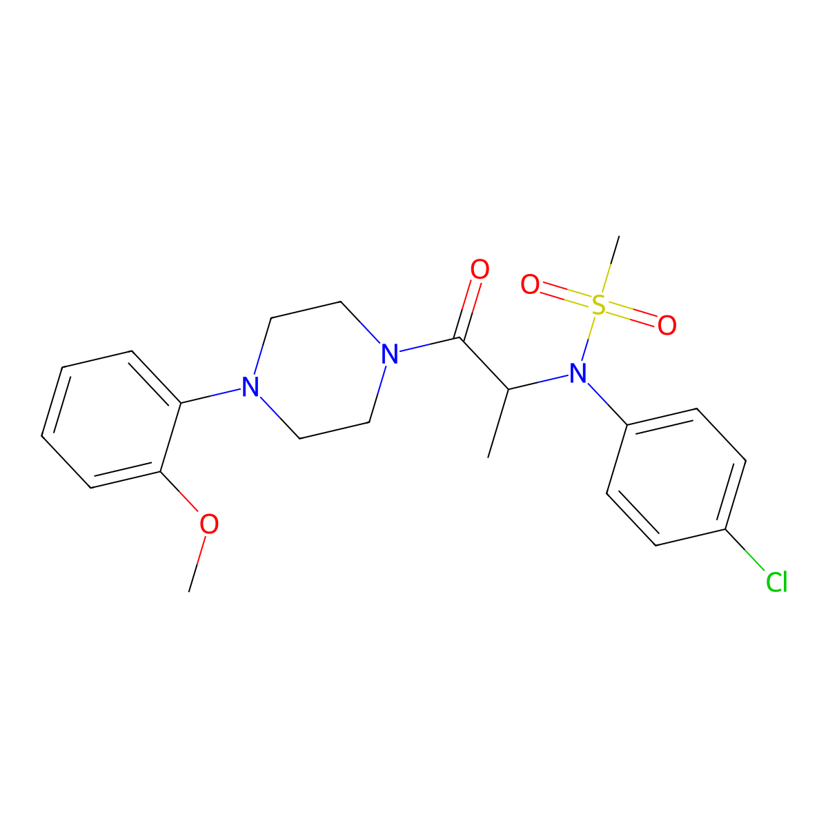 N-(4-chlorophenyl)-N-[1-[4-(2-methoxyphenyl)piperazin-1-yl]-1-oxopropan-2-yl]methanesulfonamide molecular structure, CAS 1033586-49-0