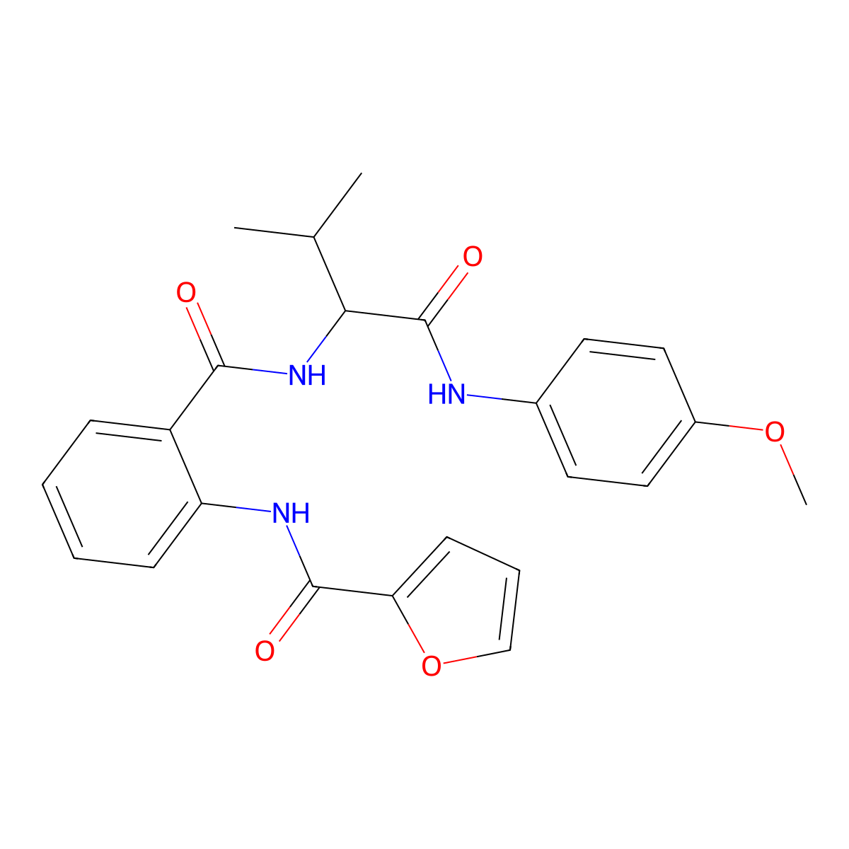 N-[2-[[1-(4-methoxyanilino)-3-methyl-1-oxobutan-2-yl]carbamoyl]phenyl]furan-2-carboxamide molecular structure, CAS 1033587-59-5
