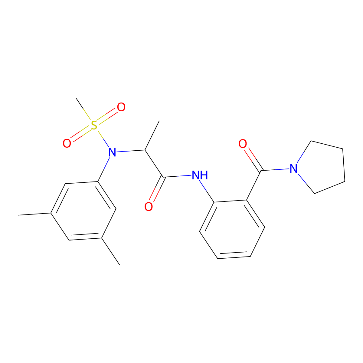 2-(3,5-dimethyl-N-methylsulfonylanilino)-N-[2-(pyrrolidine-1-carbonyl)phenyl]propanamide molecular structure, CAS 1033587-80-2
