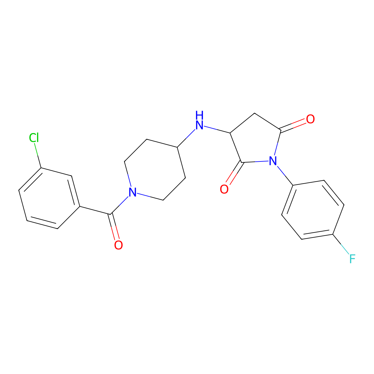 3-[[1-(3-Chlorobenzoyl)piperidin-4-yl]amino]-1-(4-fluorophenyl)pyrrolidine-2,5-dione molecular structure, CAS 1033588-05-4