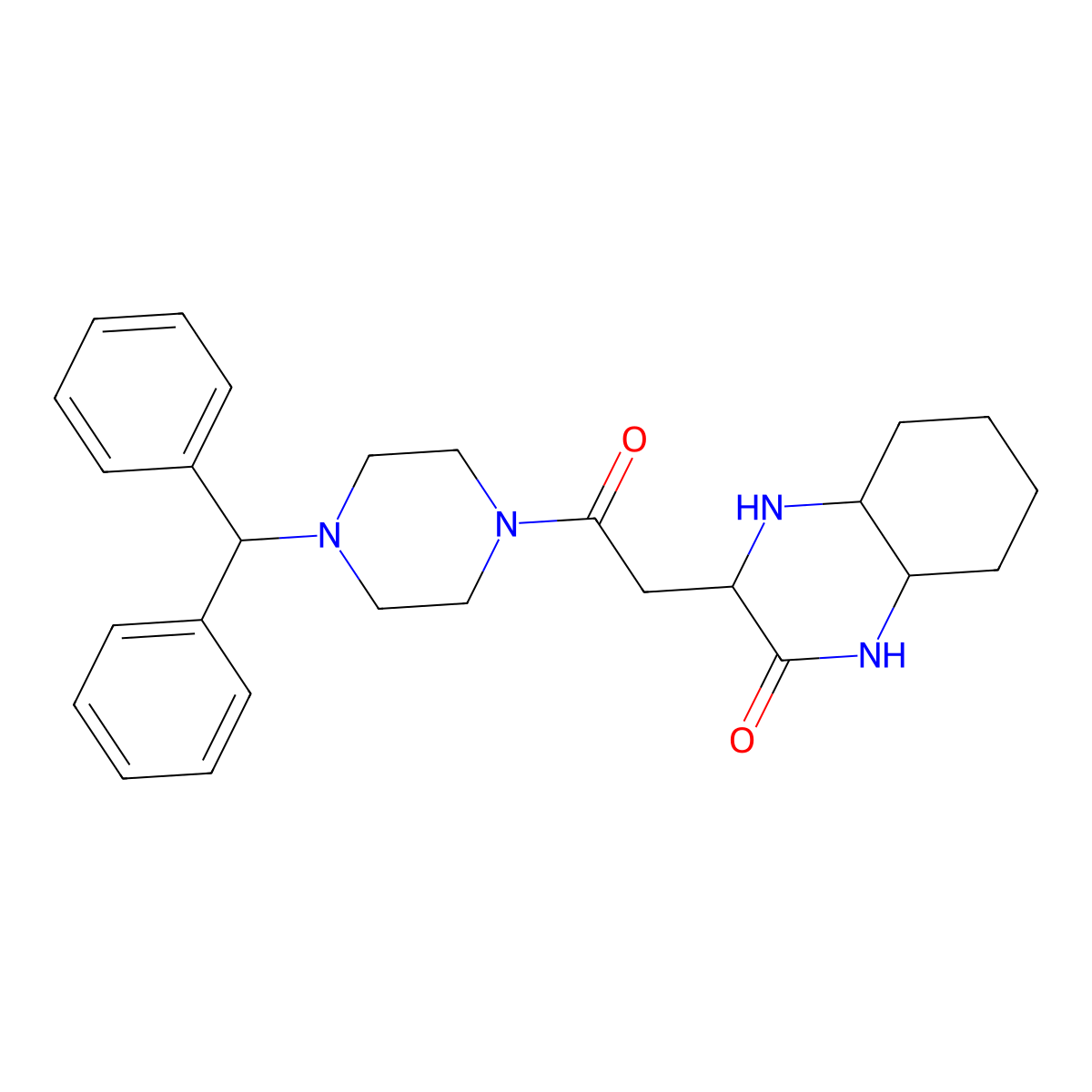 3-{2-[4-(diphenylmethyl)piperazin-1-yl]-2-oxoethyl}octahydroquinoxalin-2(1H)-one molecular structure, CAS 1033588-83-8