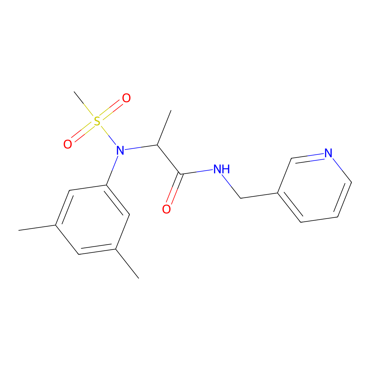 2-(3,5-dimethyl-N-methylsulfonylanilino)-N-(pyridin-3-ylmethyl)propanamide molecular structure, CAS 1033591-57-9