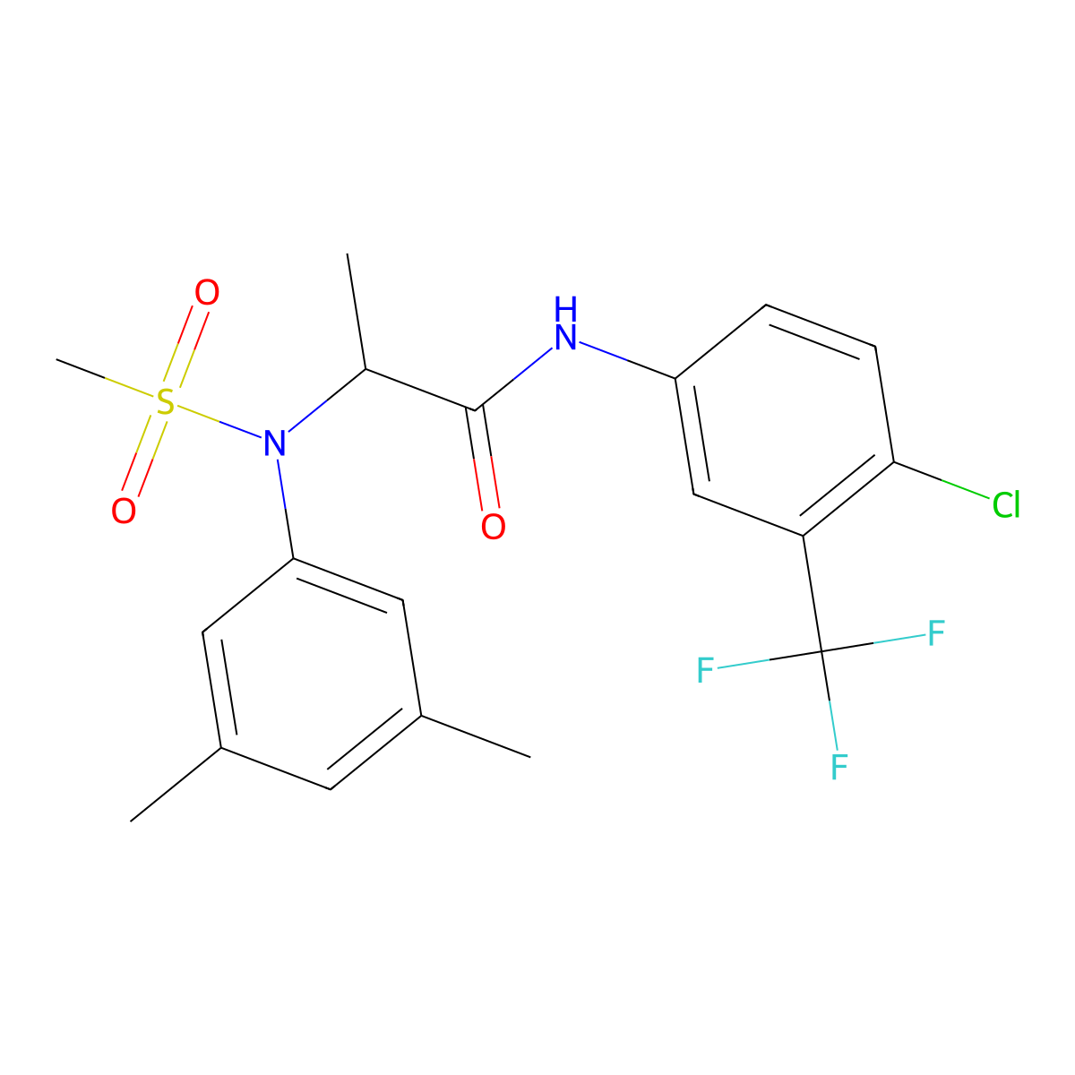 N-[4-chloro-3-(trifluoromethyl)phenyl]-2-(3,5-dimethyl-N-methylsulfonylanilino)propanamide molecular structure, CAS 1033592-15-2