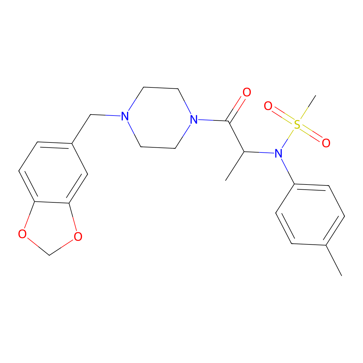 N-[1-[4-(1,3-benzodioxol-5-ylmethyl)piperazin-1-yl]-1-oxopropan-2-yl]-N-(4-methylphenyl)methanesulfonamide molecular structure, CAS 1033592-62-9