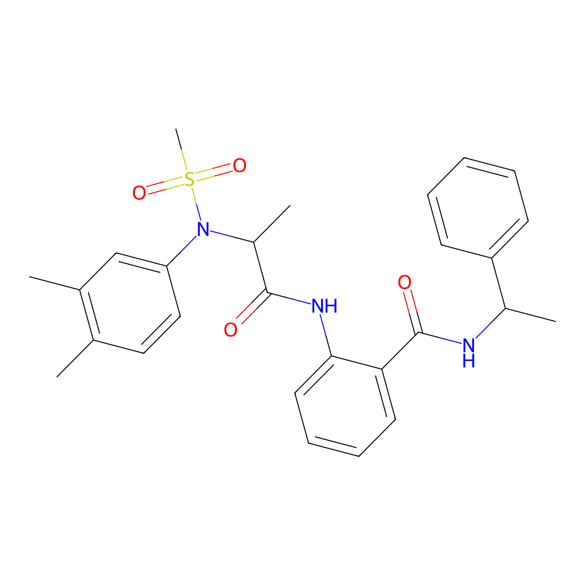 2-[2-(3,4-dimethyl-N-methylsulfonylanilino)propanoylamino]-N-(1-phenylethyl)benzamide molecular structure, CAS 1033599-52-8